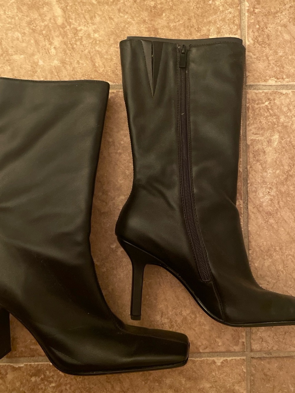 OAK + FORT Black Mid-Calf Stiletto-Heel Boots